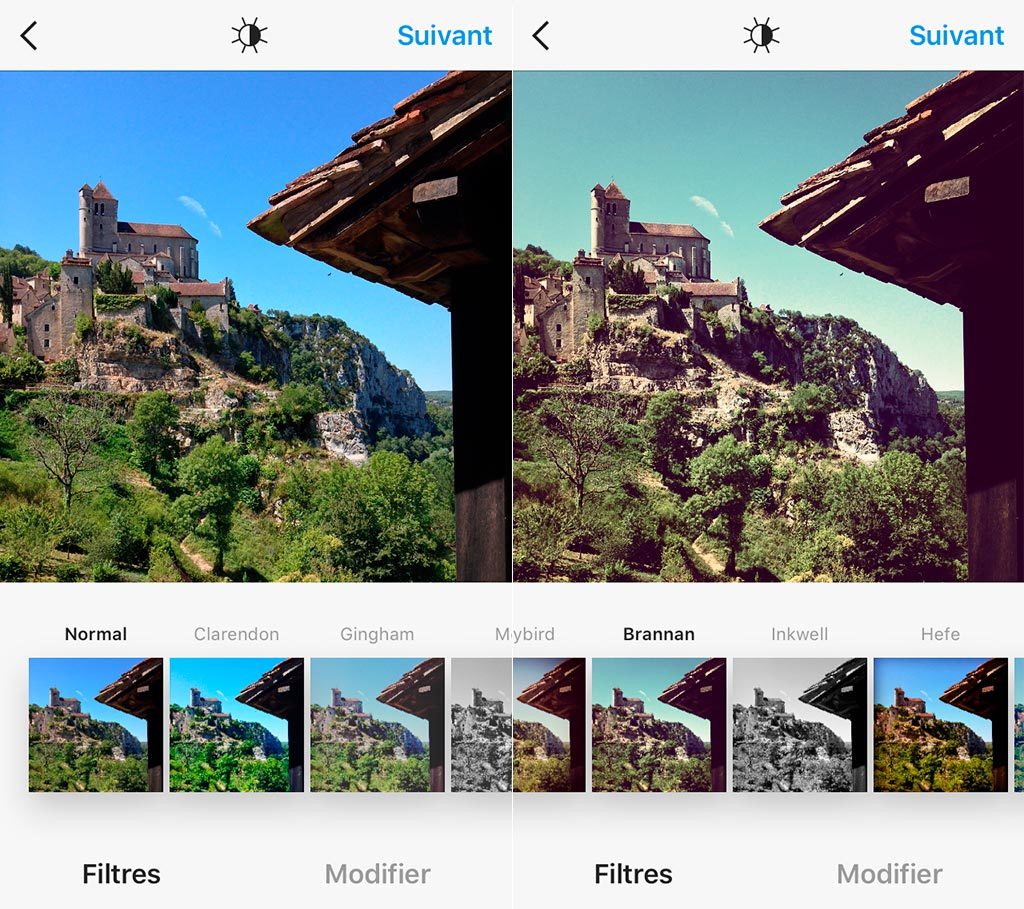 Les filtres de l'application Instagram