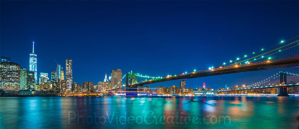 Urban night scene at the blue hour with a cold light