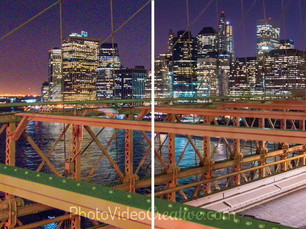 High ISO photo with and without digital noise processing