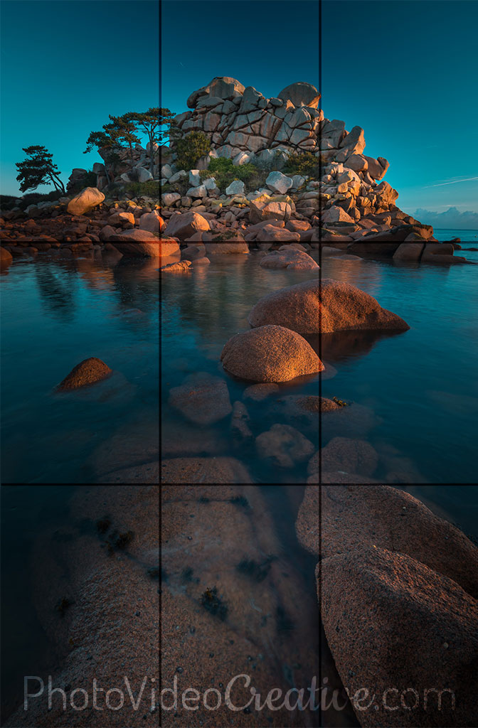 Landscape with composition in portrait orientation according to the rule of thirds